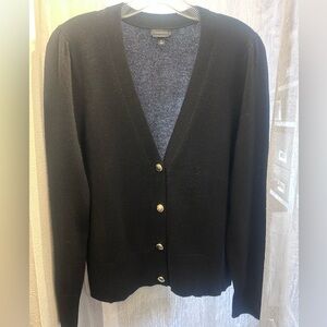 Talbots Black Pure Cashmere V-neck Cardigan